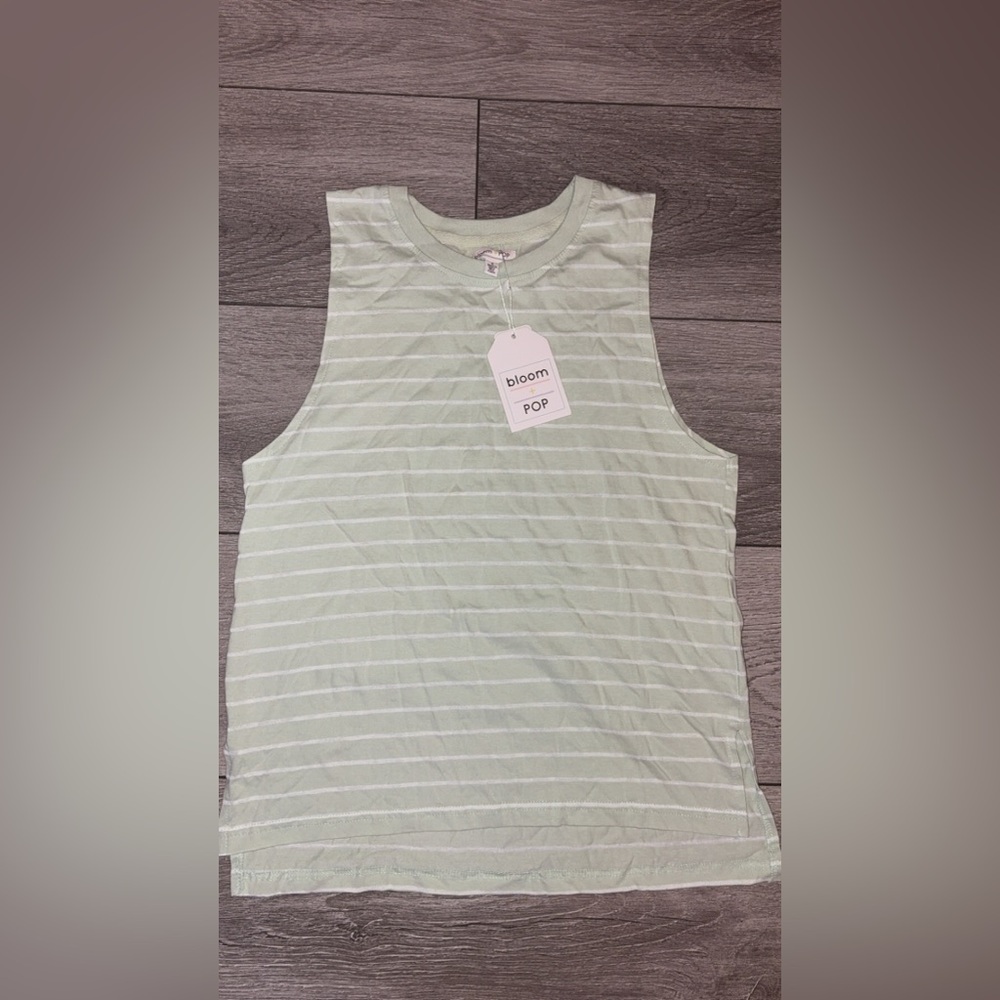 Bloom & Pop Size Small Tank Top Striped Mint Green & White New W/ Tags